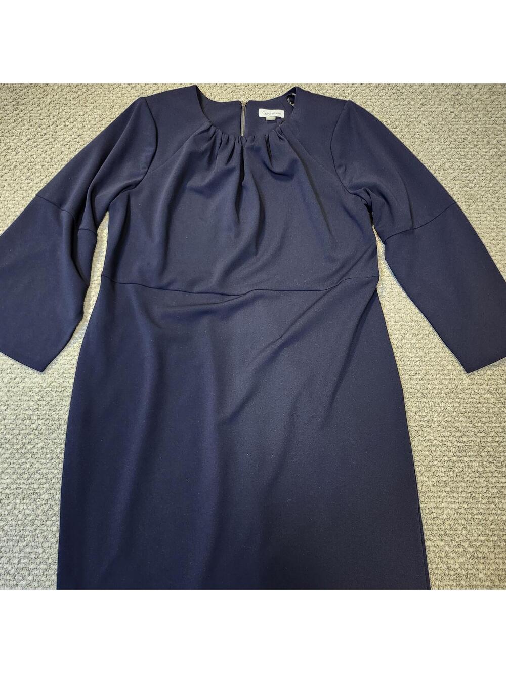 Calvin Klein Navy Blue Bell Sleeve Dress Size 14 - Picture 6 of 10